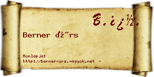 Berner Örs névjegykártya